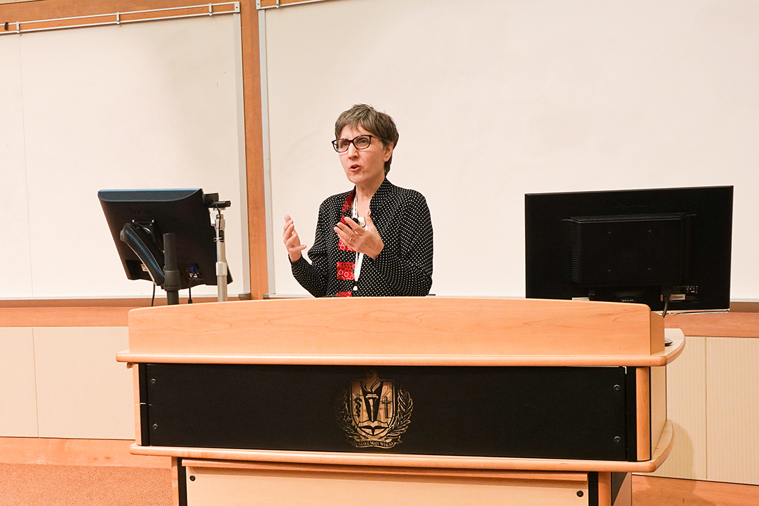Nancy Berlinger lecturing for the Provonsha lecture