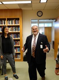 Zdravko Plantak is presently a Professor of Religion and Ethics in the School of Religion photo taking in the library