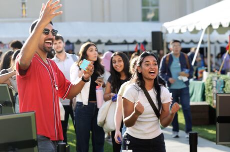 students show excitement at outdoor event