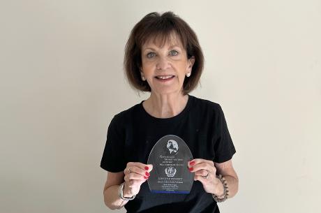 Robin Ungar with her duplicate award from School of Allied Health Professions.
